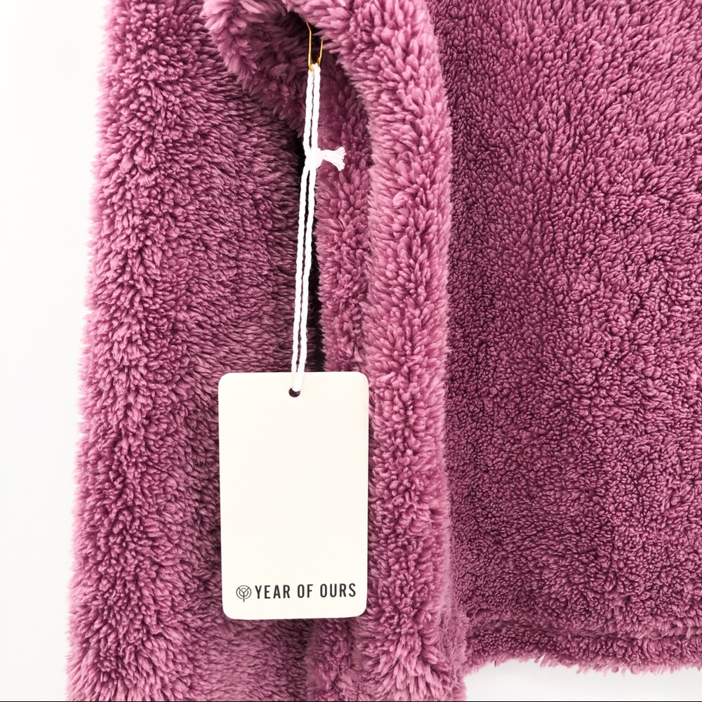 Year Of Ours Sherpa Teddy Vail Crop Desert Pink Quarter Zip Sweater Small - Picture 7 of 9